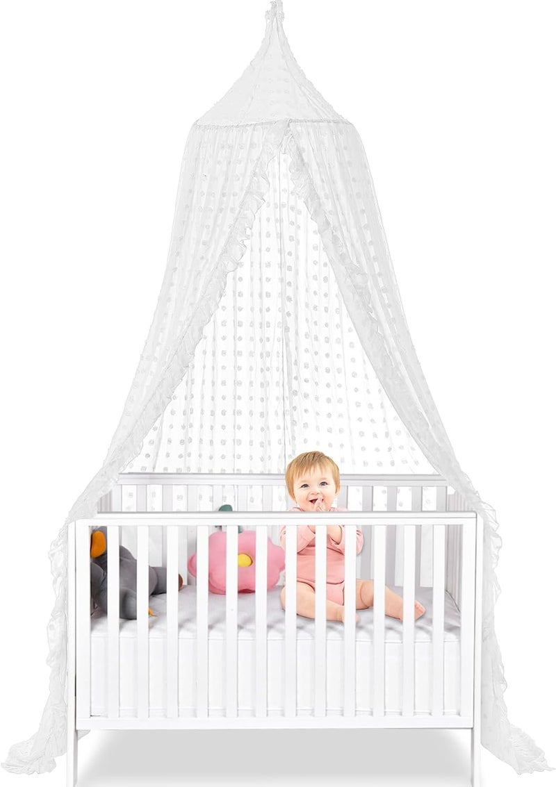 jiangcha Bed Canopy for Girls - Princess Bed Canopy - Crib Canopy for Boys and Girls Bedroom Decor, Suitable for Use in Cribs Canopy Bed Curtains (White) - Image 1